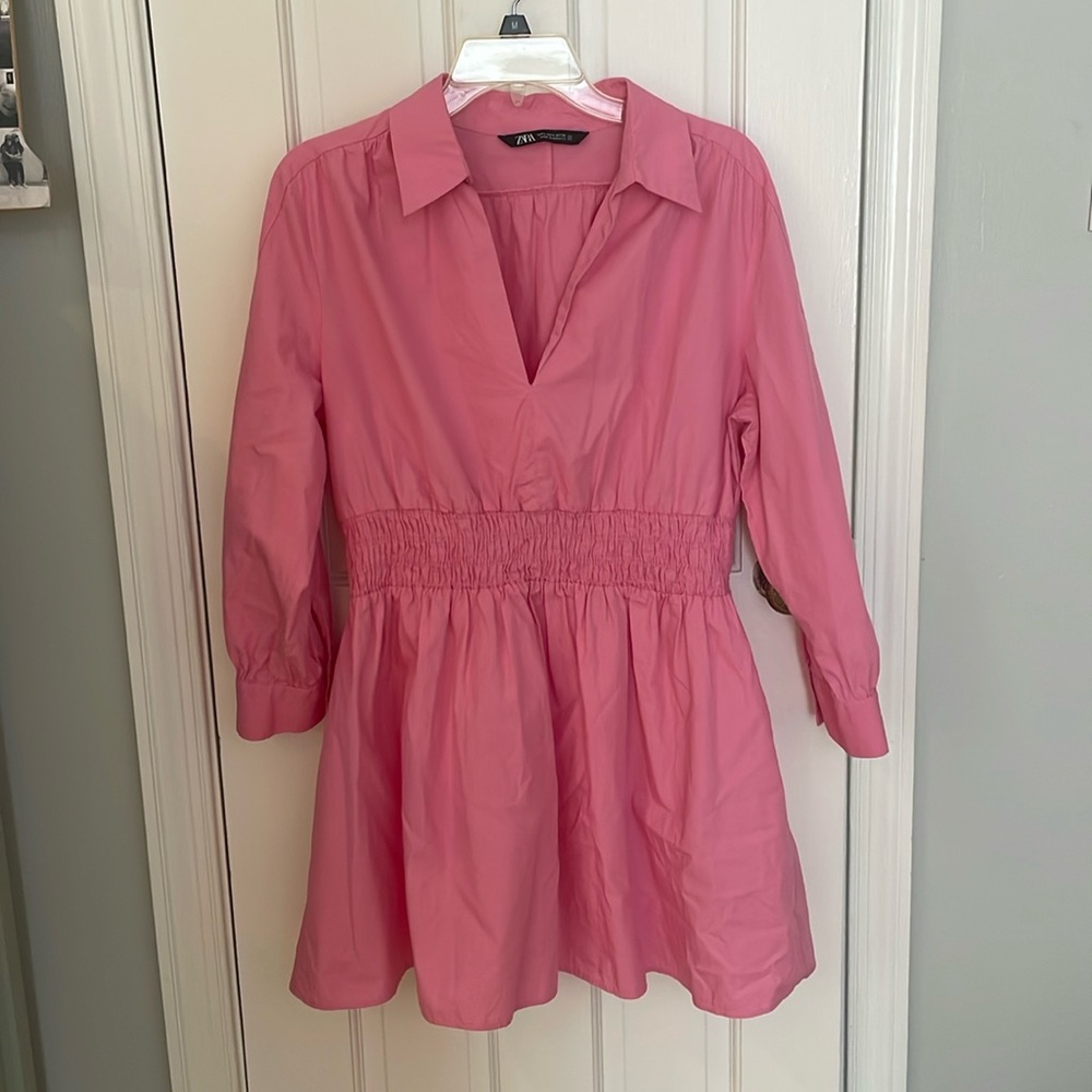 Zara smocked pink dres
